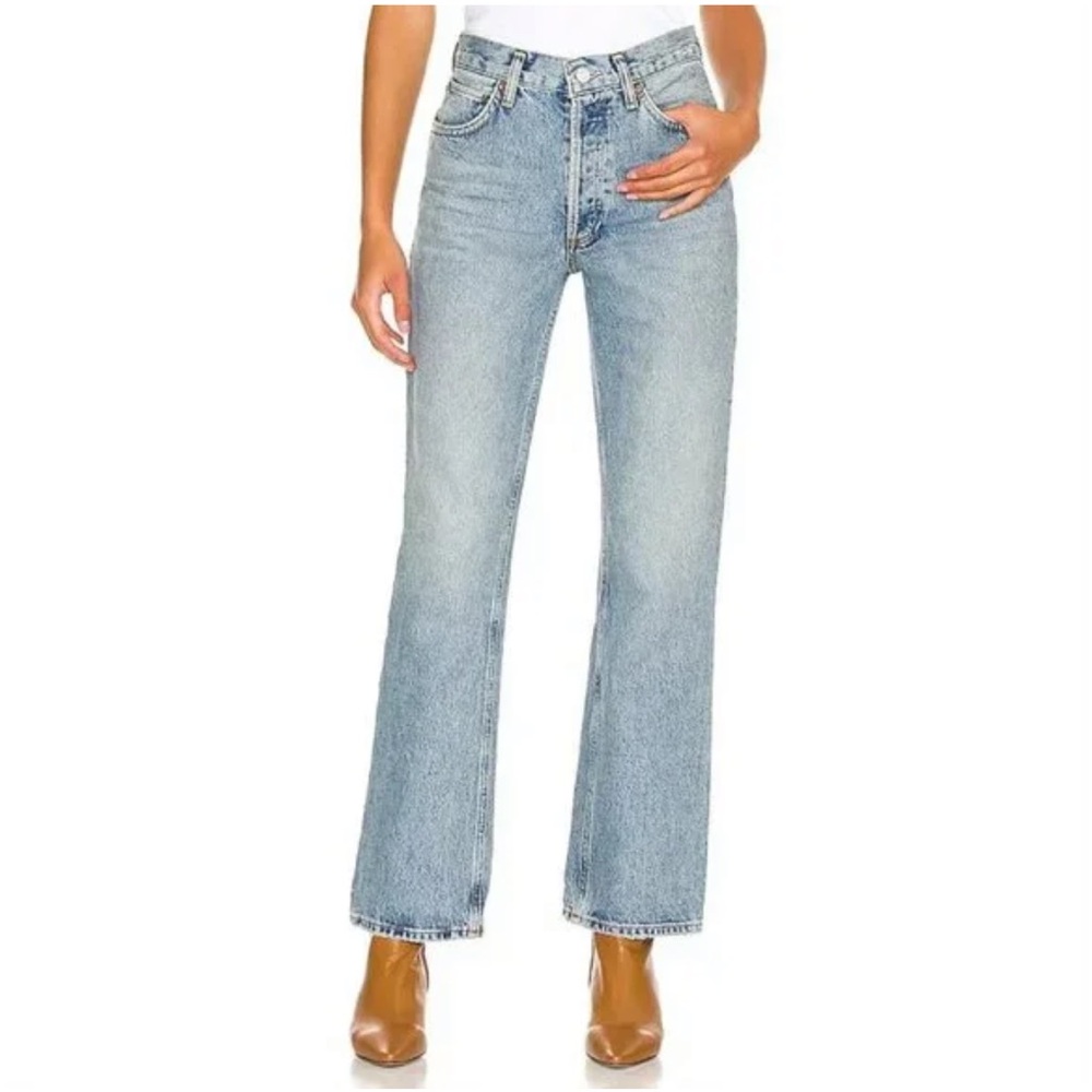 Agolde Mid Rise Relaxed Boot Cut Jeans in Wireless